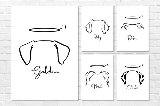 Quadro ilustração orelhas | Memorial cão