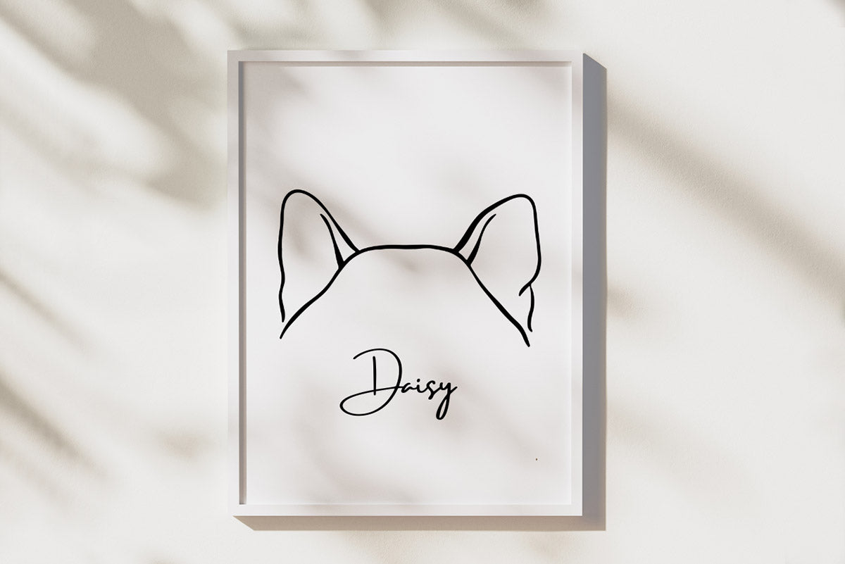 Quadro ilustração orelhas | Memorial cão