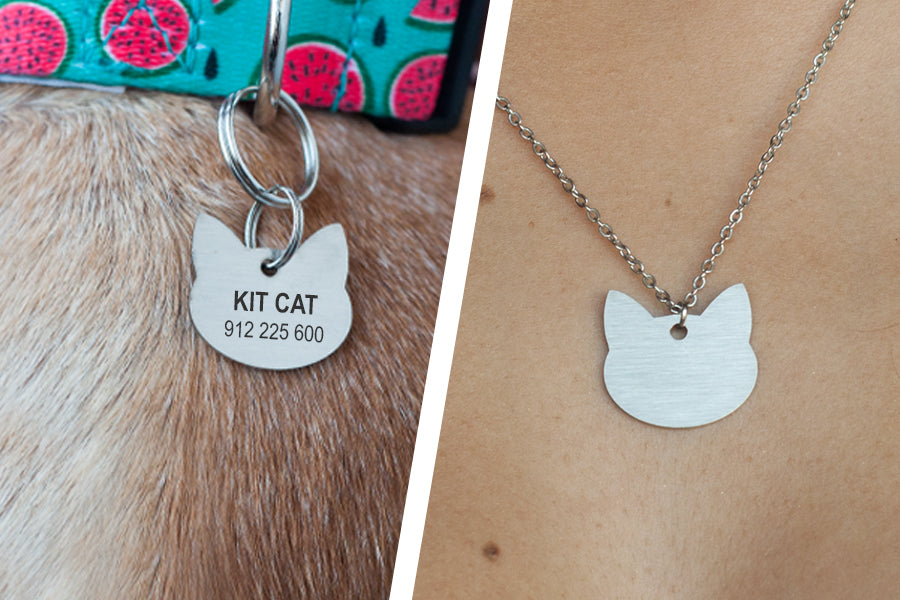 Com a medalha e colar Kitty, garante a segurança do seu animal de estimação e ganha um acessório que a liga ao seu gato. Personalize com nome e número e escolha como gravar a placa. Gravação a laser garante durabilidade eterna. Chapa anti-ferrugem resistente e anti-oxidável. Feito em Portugal com aço inox escovado.