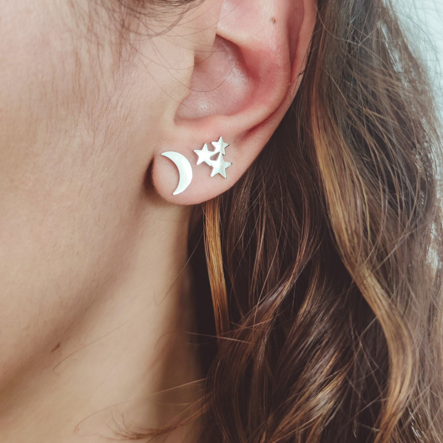 Brincos studs Moon&Stars